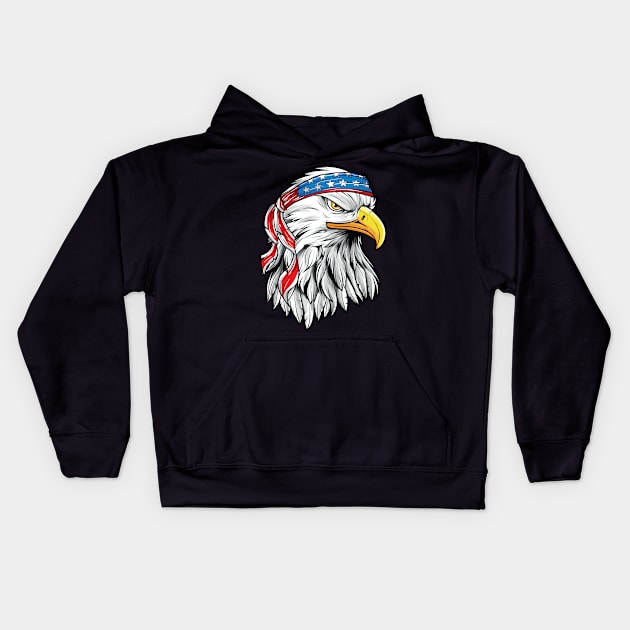 4th of July Patriotic Eagle Shirt Men American Flag Kids Hoodie by Pennelli Studio